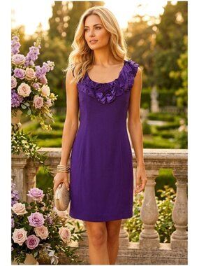 YOANA BARASCHI 'ROSETTES AND RUFFLES' PURPLE DRESS